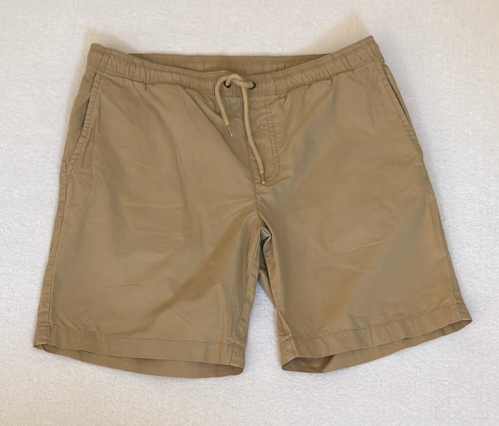 Volcom Mens Delator Short Size Small Tan Khaki Elastic Waist Drawstring Casual